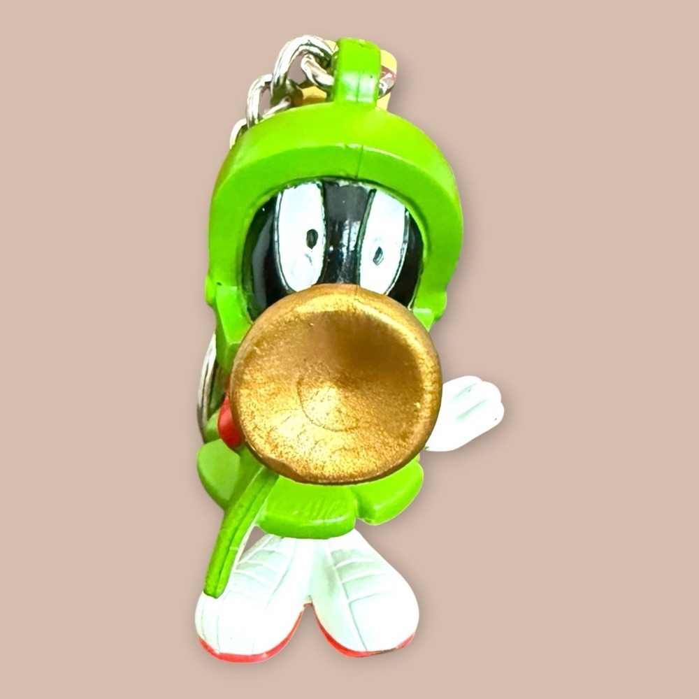 Vintage Marvin The Martian Looney Tunes Keychain Horn Christmas Holly Banner